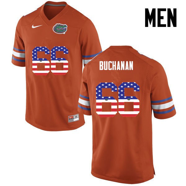 Florida Gators Men #66 Nick Buchanan College Football USA Flag Fashion Orange